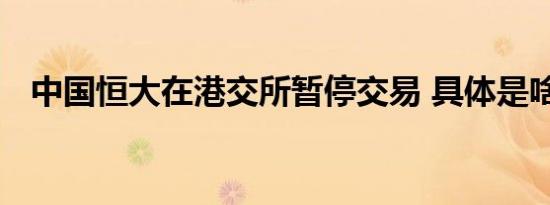 中国恒大在港交所暂停交易 具体是啥情况