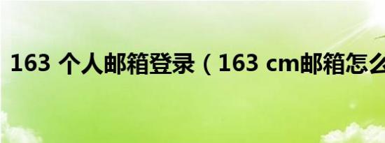 163 个人邮箱登录（163 cm邮箱怎么注册）