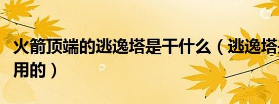 火箭顶端的逃逸塔是干什么（逃逸塔是干什么用的）