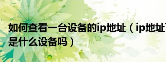 如何查看一台设备的ip地址（ip地址可以查到是什么设备吗）