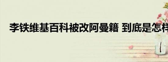 李铁维基百科被改阿曼籍 到底是怎样的呢