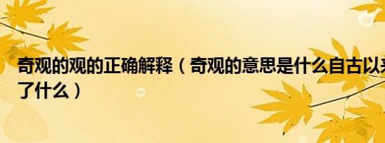 奇观的观的正确解释（奇观的意思是什么自古以来一词说明了什么）
