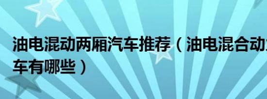 油电混动两厢汽车推荐（油电混合动力两厢汽车有哪些）
