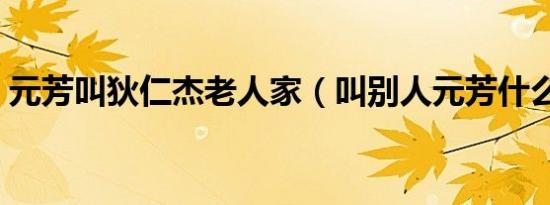 元芳叫狄仁杰老人家（叫别人元芳什么意思）
