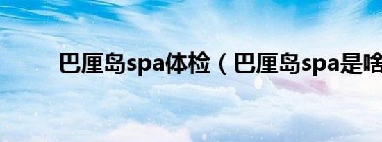 巴厘岛spa体检（巴厘岛spa是啥）