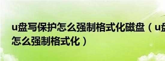 u盘写保护怎么强制格式化磁盘（u盘写保护怎么强制格式化）
