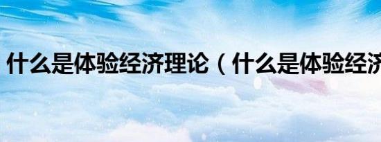 什么是体验经济理论（什么是体验经济理论）