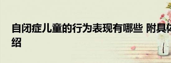 自闭症儿童的行为表现有哪些 附具体详情介绍