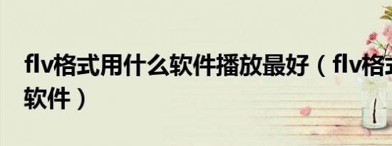 flv格式用什么软件播放最好（flv格式用什么软件）