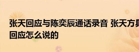 张天回应与陈奕辰通话录音 张天方具体如何回应怎么说的