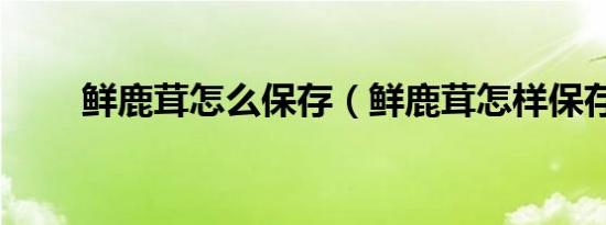 鲜鹿茸怎么保存（鲜鹿茸怎样保存）