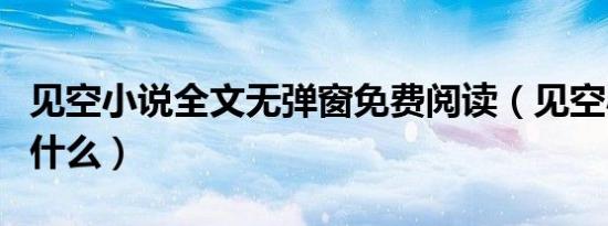 见空小说全文无弹窗免费阅读（见空小说讲的什么）