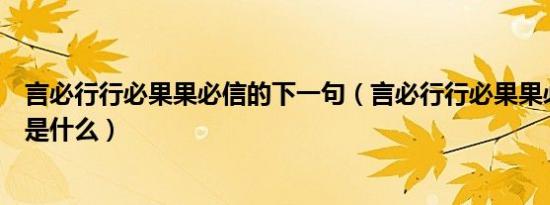 言必行行必果果必信的下一句（言必行行必果果必信的意思是什么）