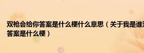 双枪会给你答案是什么梗什么意思（关于我是谁双枪会给出答案是什么梗）