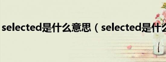 selected是什么意思（selected是什么档次）