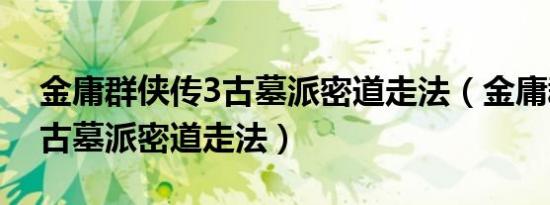 金庸群侠传3古墓派密道走法（金庸群侠传3古墓派密道走法）