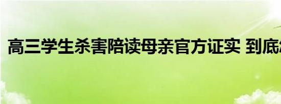 高三学生杀害陪读母亲官方证实 到底怎样的
