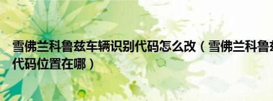 雪佛兰科鲁兹车辆识别代码怎么改（雪佛兰科鲁兹车辆识别代码位置在哪）
