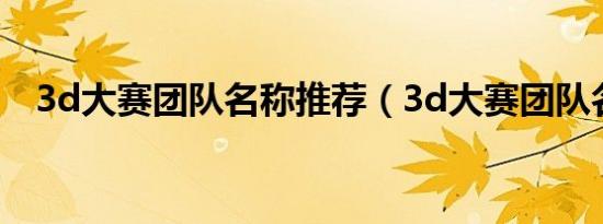 3d大赛团队名称推荐（3d大赛团队名称）