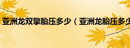 亚洲龙双擎胎压多少（亚洲龙胎压多少正常）