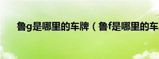 鲁g是哪里的车牌（鲁f是哪里的车牌）