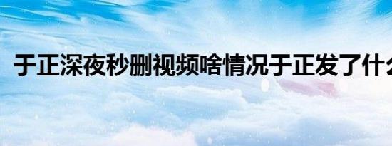 于正深夜秒删视频啥情况于正发了什么视频