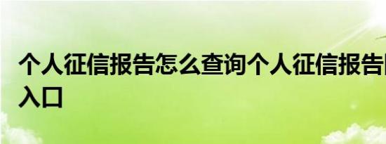 个人征信报告怎么查询个人征信报告网上查询入口
