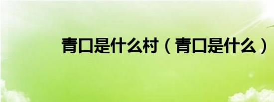 青口是什么村（青口是什么）