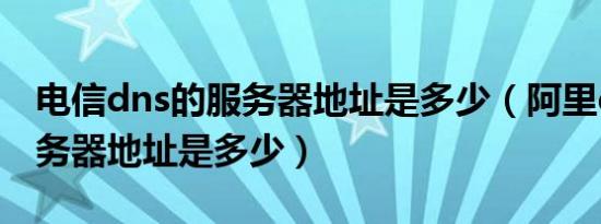 电信dns的服务器地址是多少（阿里dns的服务器地址是多少）