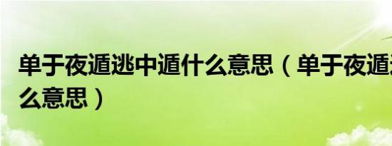 单于夜遁逃中遁什么意思（单于夜遁逃的遁什么意思）