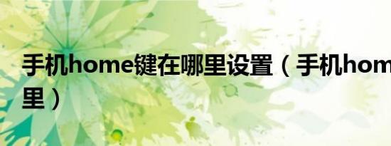 手机home键在哪里设置（手机home键在哪里）