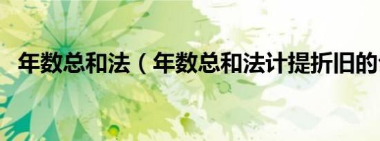 年数总和法（年数总和法计提折旧的公式）