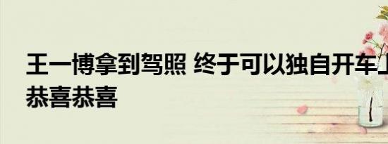 王一博拿到驾照 终于可以独自开车上高速啦恭喜恭喜
