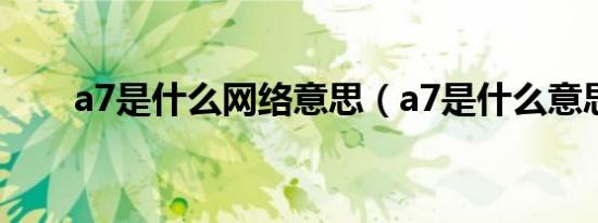 a7是什么网络意思（a7是什么意思）