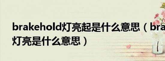 brakehold灯亮起是什么意思（brakehold灯亮是什么意思）