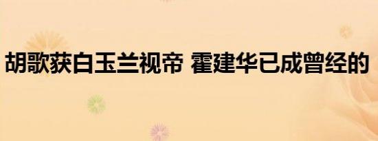 胡歌获白玉兰视帝 霍建华已成曾经的“爱人”
