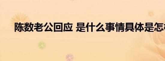陈数老公回应 是什么事情具体是怎样的