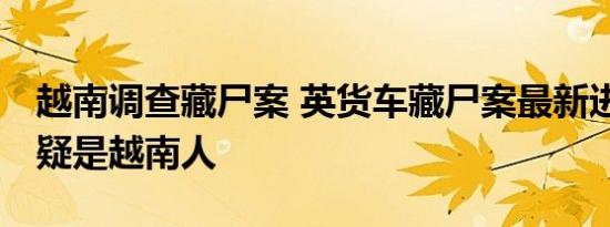 越南调查藏尸案 英货车藏尸案最新进展 死者疑是越南人