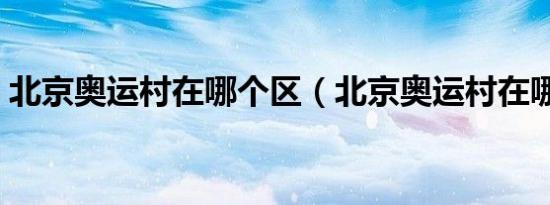 北京奥运村在哪个区（北京奥运村在哪个区）