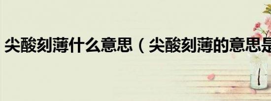 尖酸刻薄什么意思（尖酸刻薄的意思是什么）