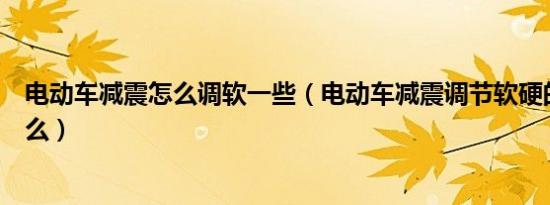 电动车减震怎么调软一些（电动车减震调节软硬的方法是什么）