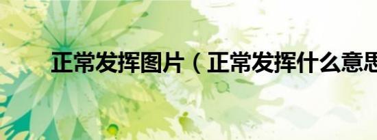 正常发挥图片（正常发挥什么意思）