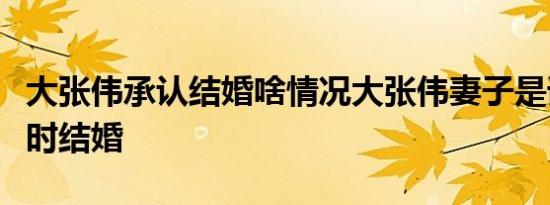 大张伟承认结婚啥情况大张伟妻子是谁他们几时结婚