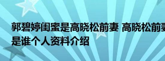 郭碧婷闺蜜是高晓松前妻 高晓松前妻夕又米是谁个人资料介绍