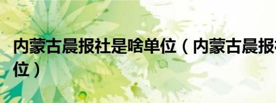 内蒙古晨报社是啥单位（内蒙古晨报社是啥单位）