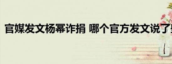 官媒发文杨幂诈捐 哪个官方发文说了些什么