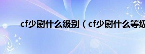 cf少尉什么级别（cf少尉什么等级）