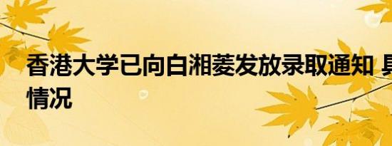 香港大学已向白湘菱发放录取通知 具体是啥情况
