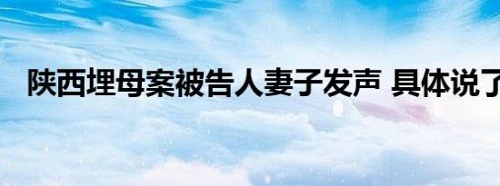 陕西埋母案被告人妻子发声 具体说了什么