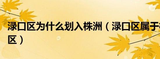 渌口区为什么划入株洲（渌口区属于株洲哪个区）